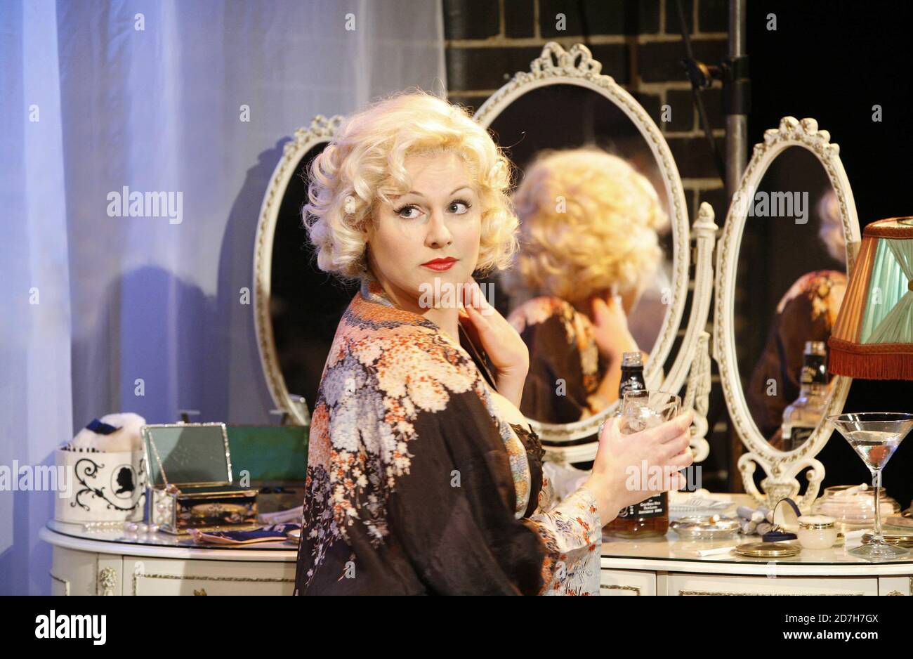 Abi Titmuss (Angie) in 'Some Kind Of Love Story' : Act 1 of  TWO-WAY MIRROR  by Arthur Miller at The Courtyard at Covent Garden, Theatre Museum, London  02/03/2006  design: Roy Bell  lighting: Chris Corner  director: Mike Miller Stock Photo
