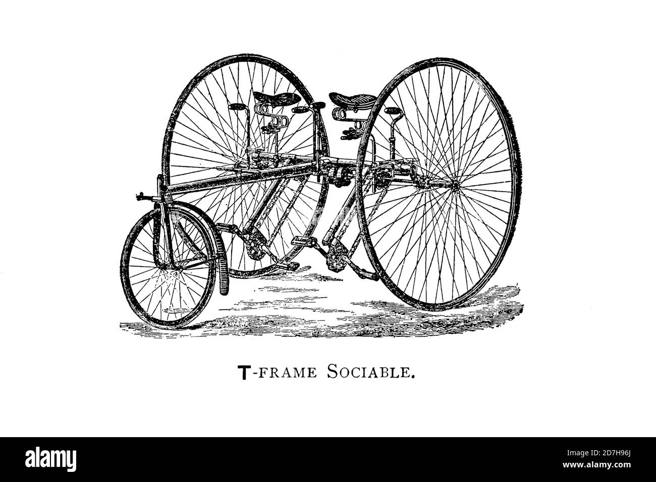 T-Frame Sociable tandem tricycle  From Wheels and Wheeling; An indispensable handbook for cyclists, with over two hundred illustrations by Porter, Lut Stock Photo