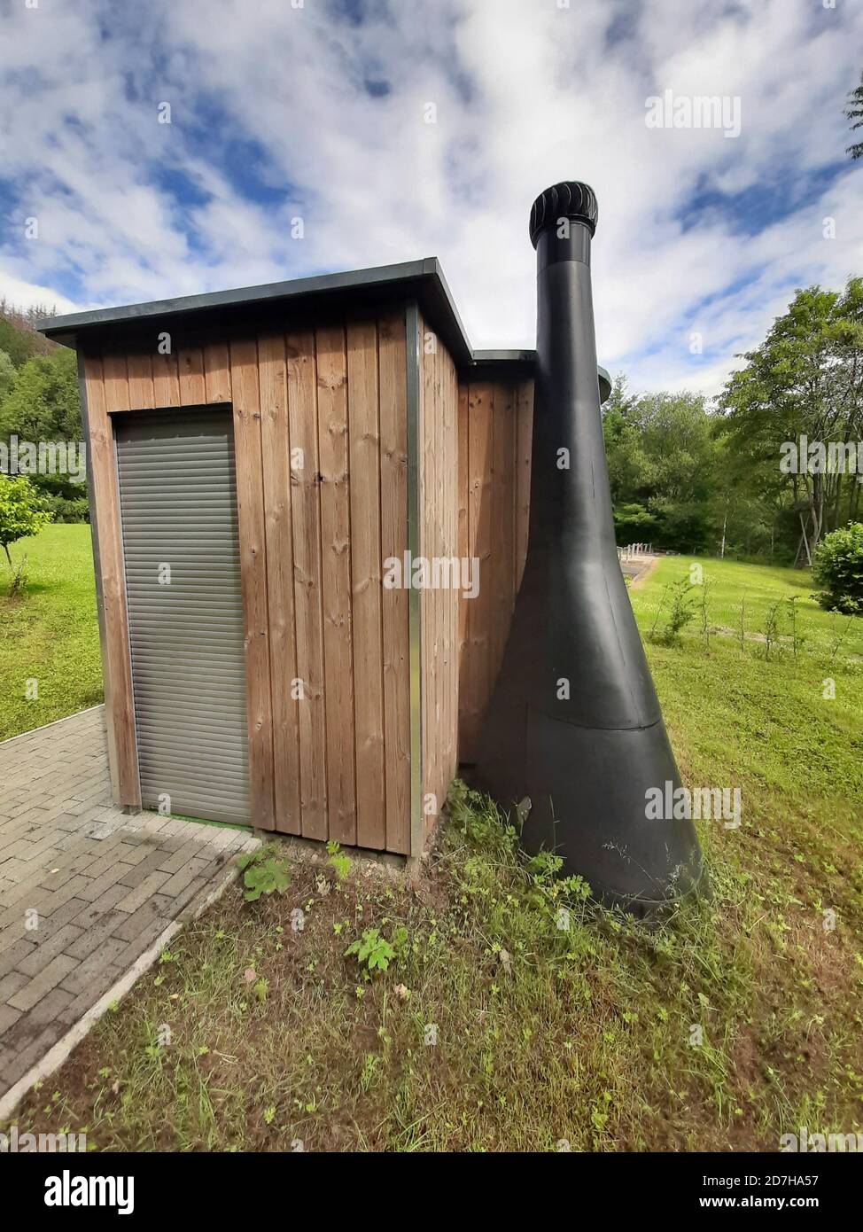 handicapped accessible compost toilet, Germany Stock Photo