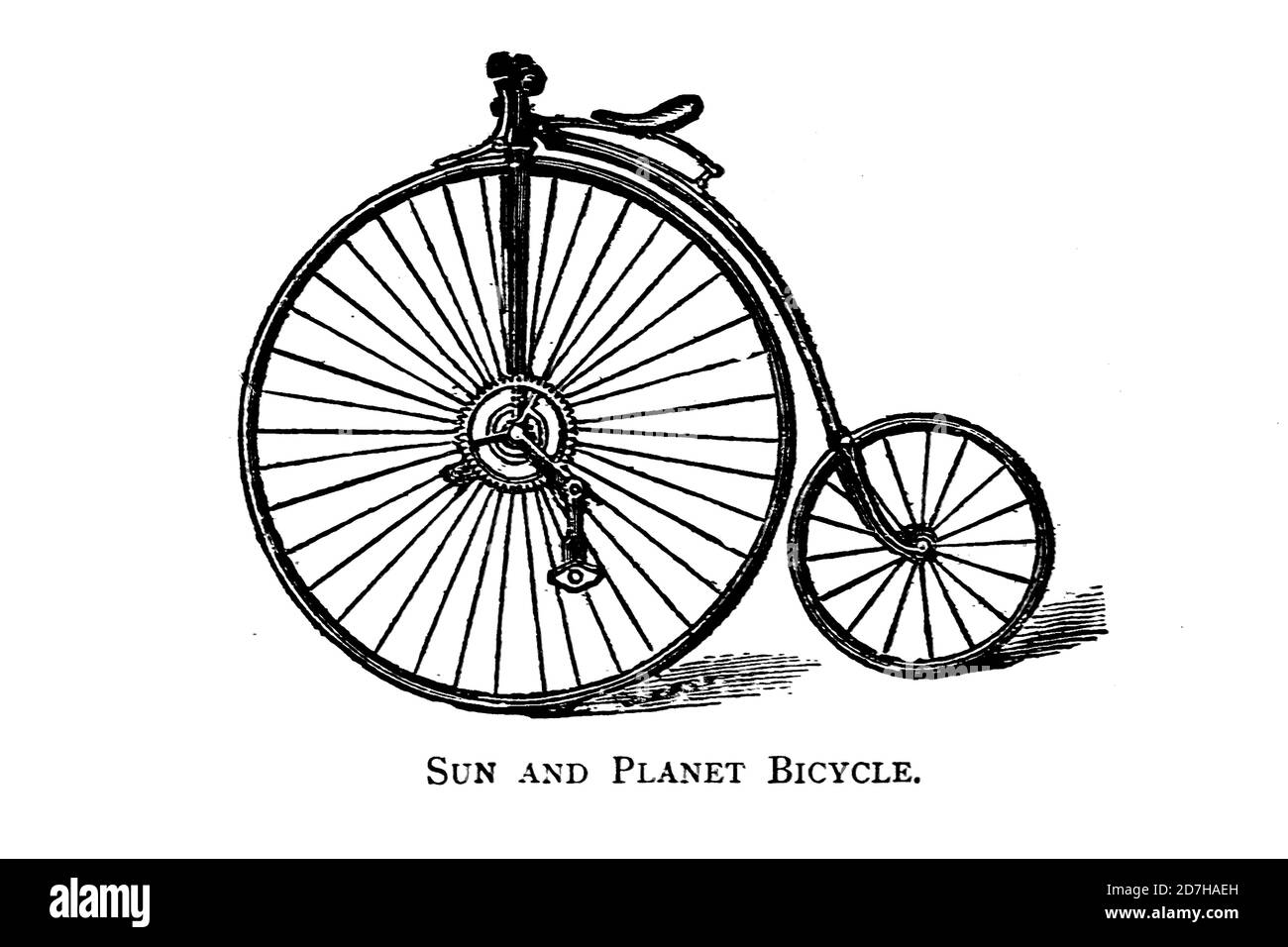 Sun and Planet high wheel bicycle From Wheels and Wheeling; An indispensable handbook for cyclists, with over two hundred illustrations by Porter, Lut Stock Photo