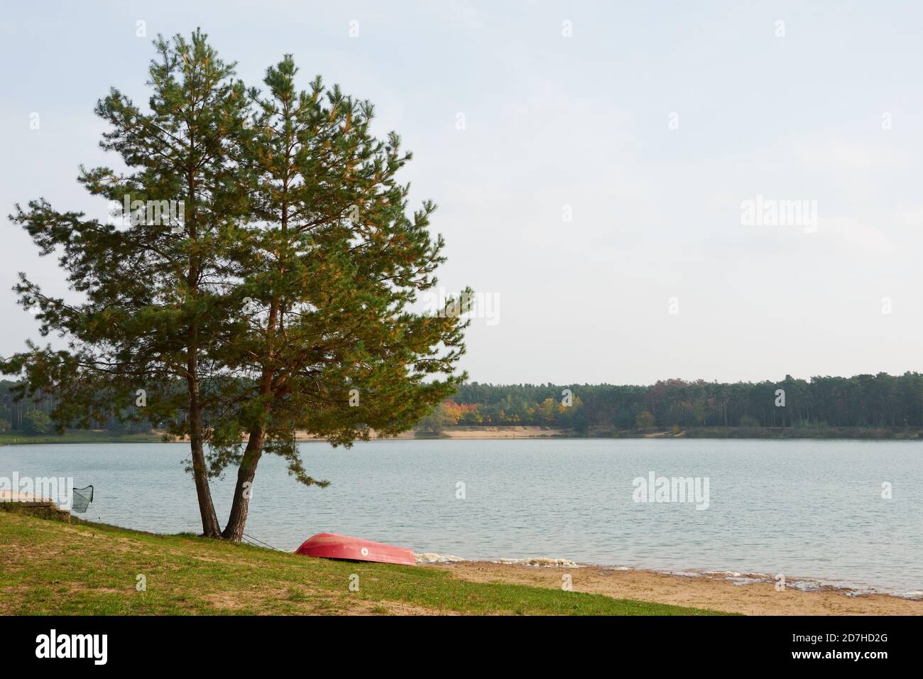 Autumn afternoon on the beach of a beautiful lake - September 2020 Stock Photo