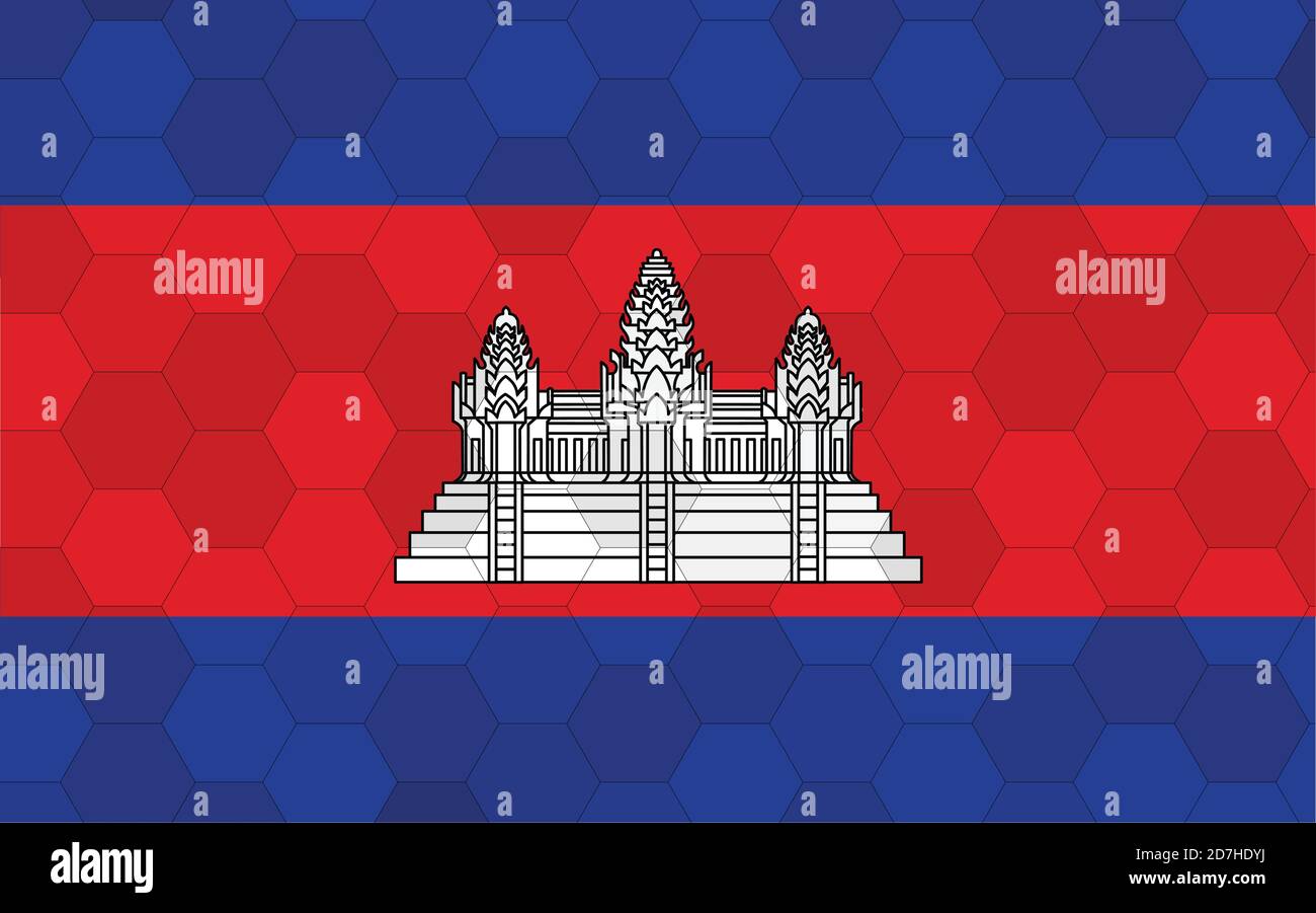 Cambodia Flag Illustration Futuristic Cambodian Flag Graphic With Cambodia Flag Illustration Futuristic Cambodian Flag Graphic With Abstract Hexagon Background Vector Cambodia National Flag Symbolizes Independence 2D7HDYJ