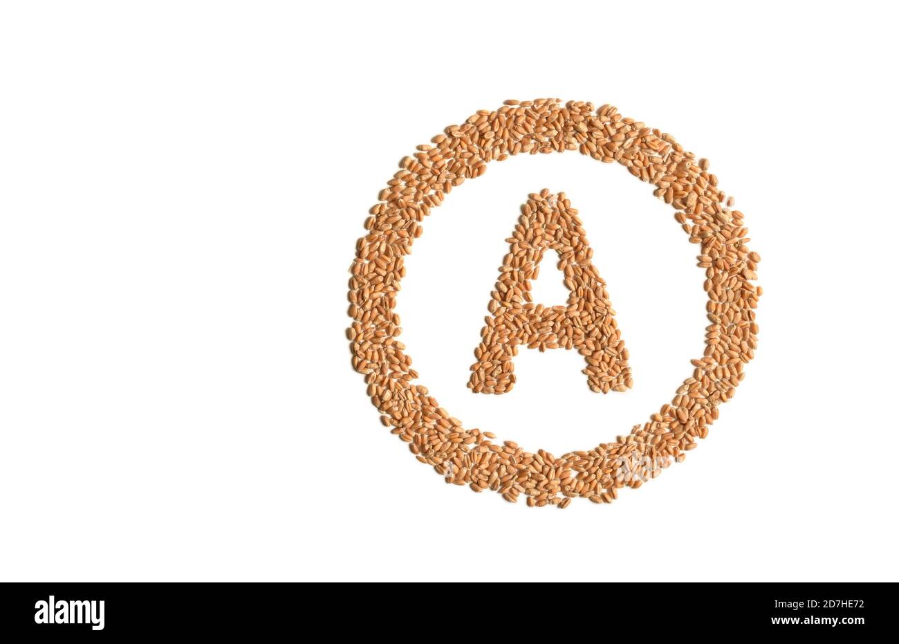 Vitamin A sign from wheat on white isolated background Stock Photo
