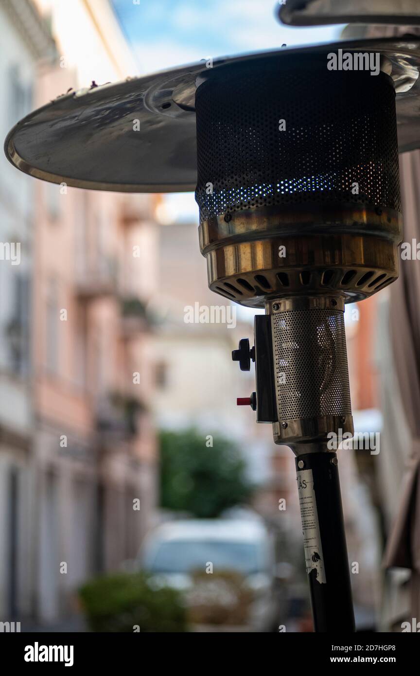 metal outdoor radiator for heating outdoor areas Stock Photo - Alamy