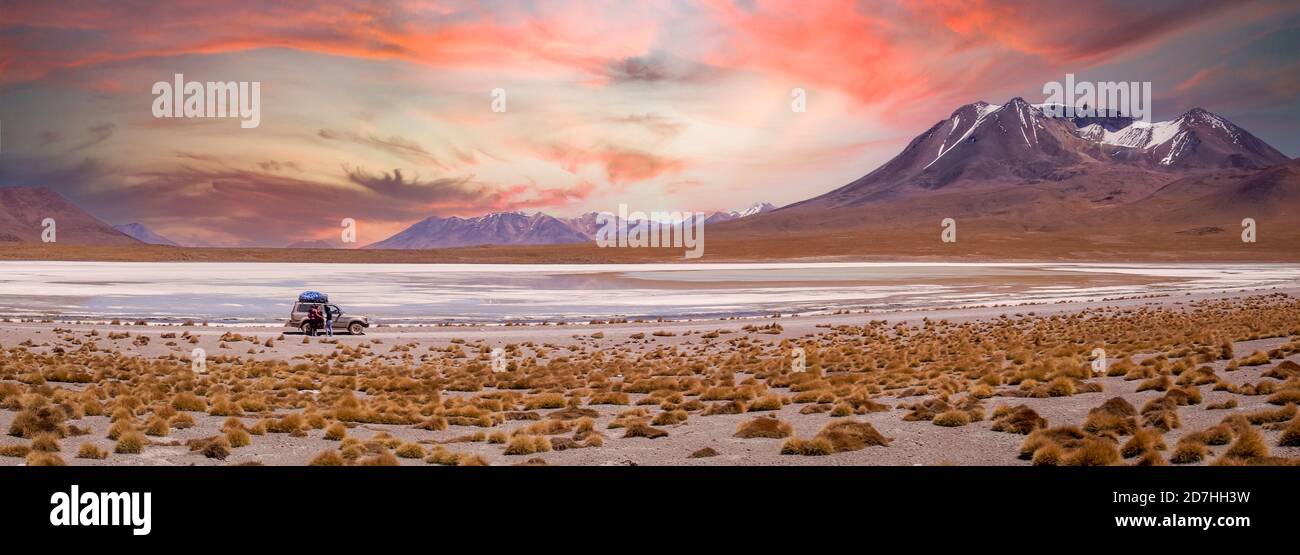 Spectacular sunset over Altiplano, Bolivia Stock Photo