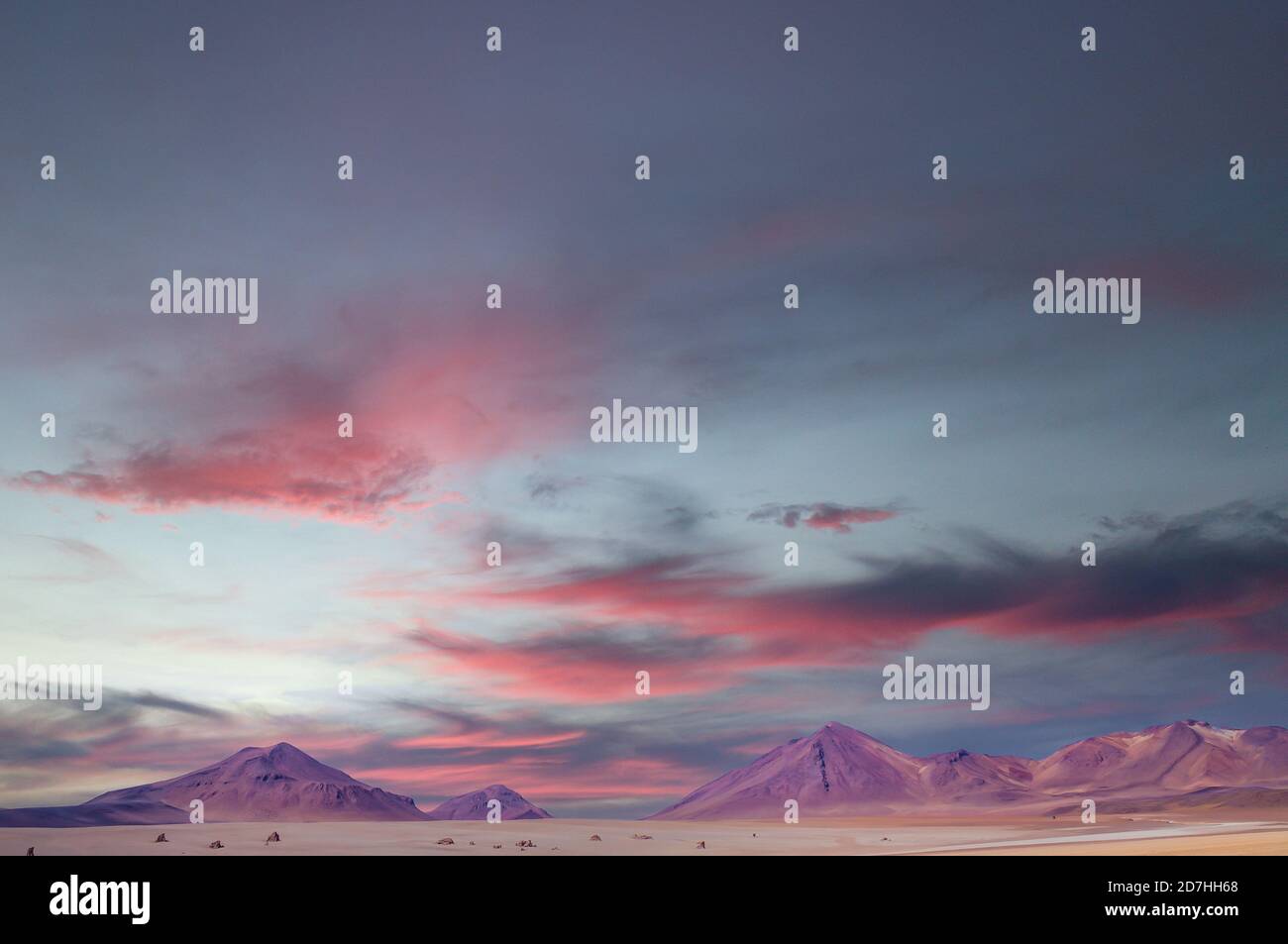 Amazing sunset sky over Altiplano, Bolivia Stock Photo