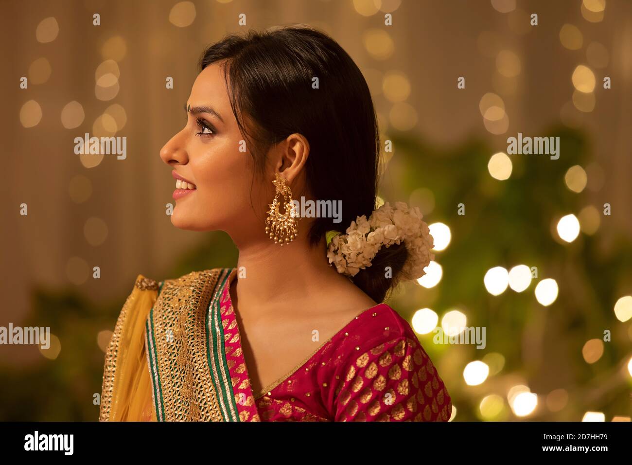 Beautiful woman dressed for diwali Stock Photo