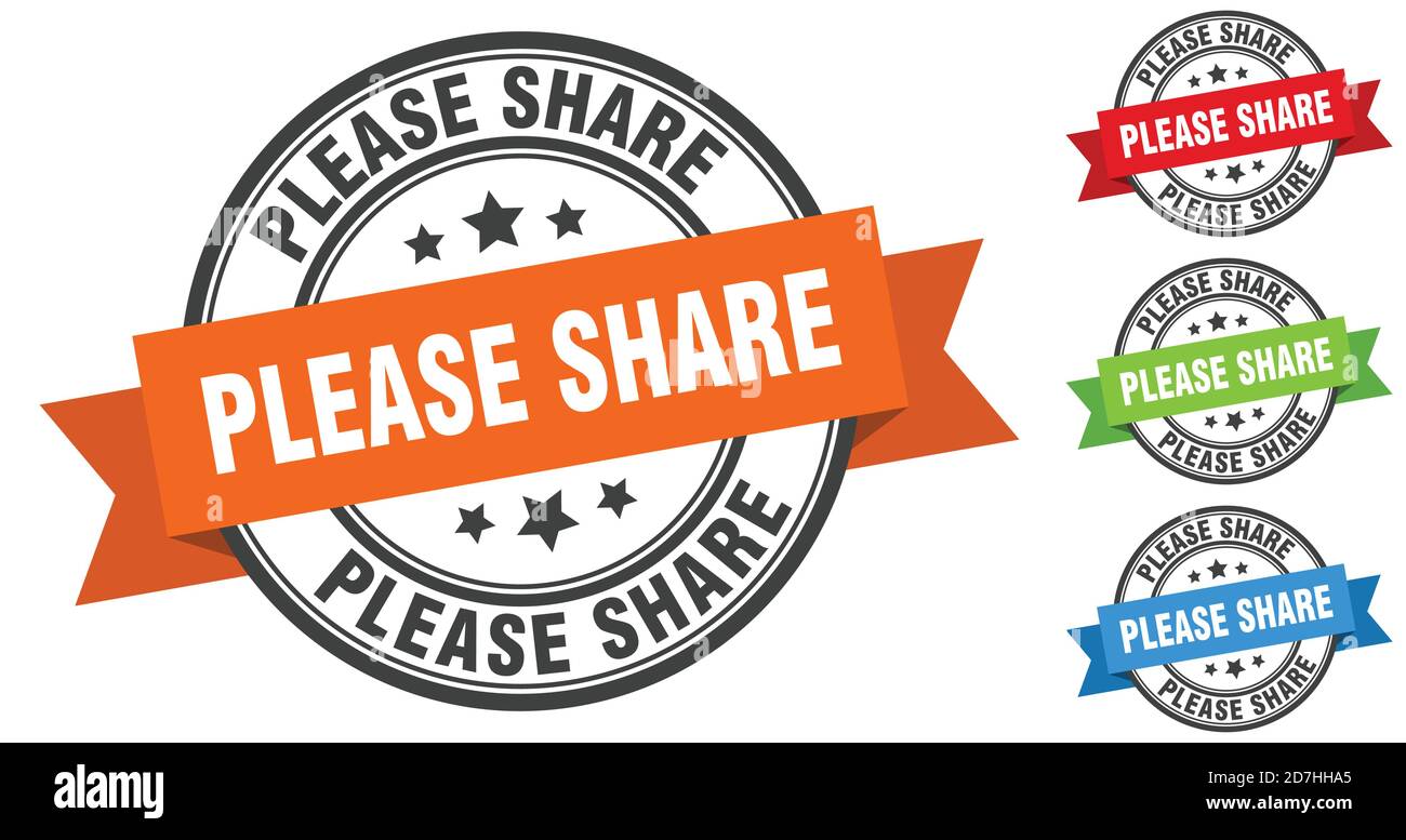 please share stamp. round band sign set. ribbon label Stock Vector ...