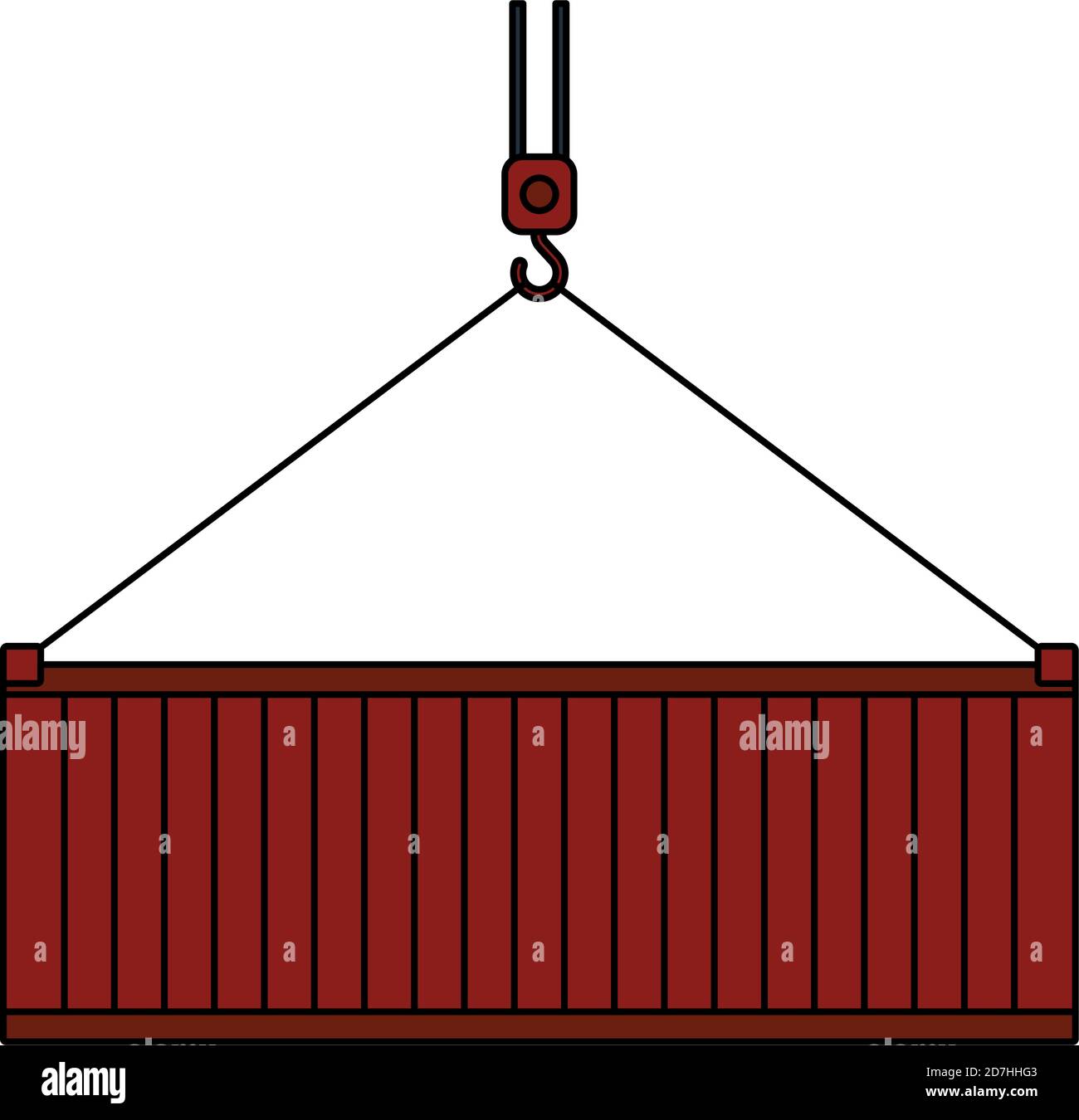 Crane Hook Lifting Container. Editable Outline With Color Fill Design. Vector Illustration. Stock Vector