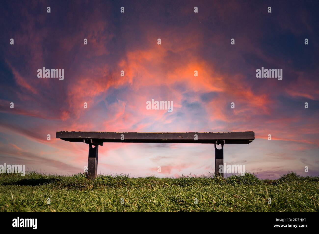 Sunset over Bench Stock Photo
