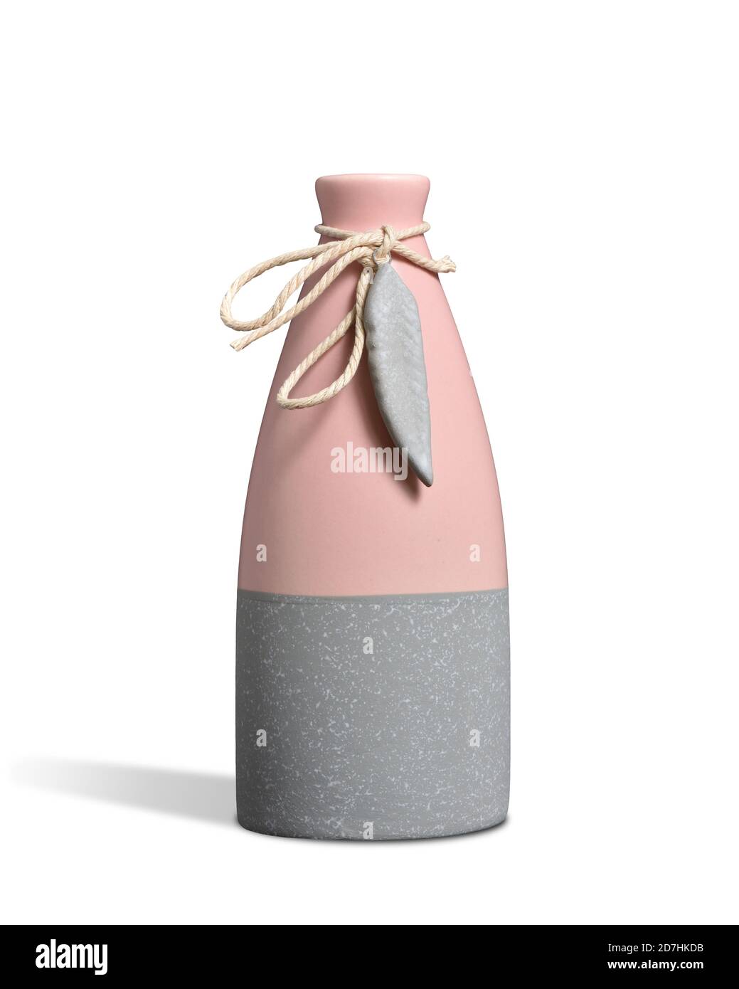 Empty modern pink and gray vase on white background Stock Photo