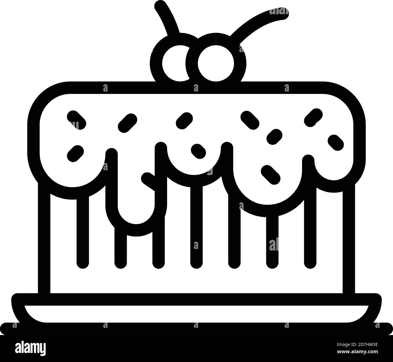 Cherry cream cake icon. Outline cherry cream cake vector icon for web ...