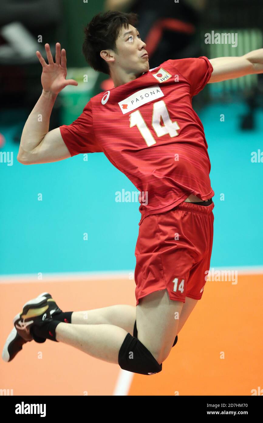 Yuki Ishikawa of Japan during the Volleyball International Friendly match between Japan and Canada at the Aoyama Gakuin University Memorial Hall in Tokyo, Japan on August 4, 2020. Credit: Blue/AFLO/Alamy Live News Stock Photo