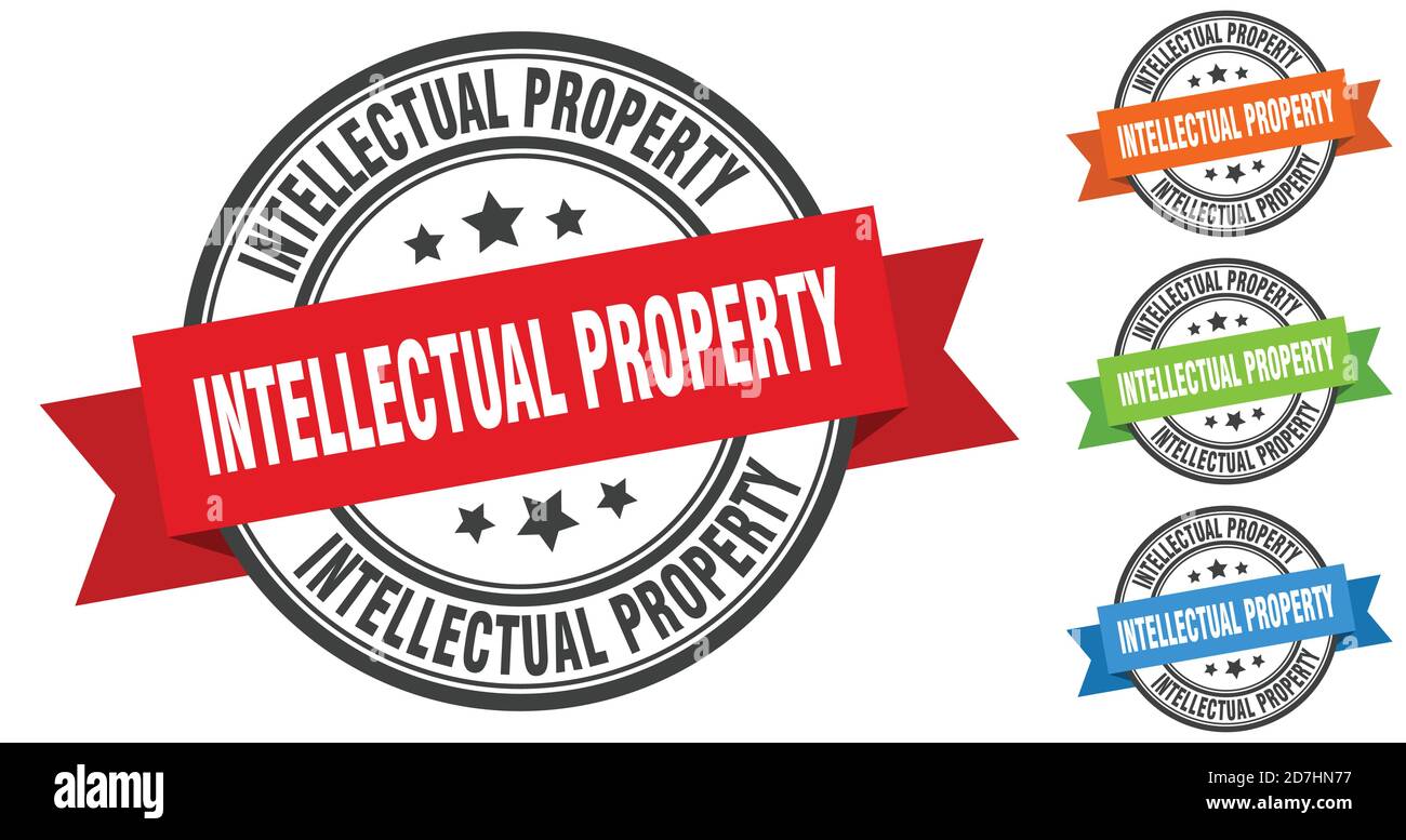 intellectual property stamp. round band sign set. ribbon label Stock ...