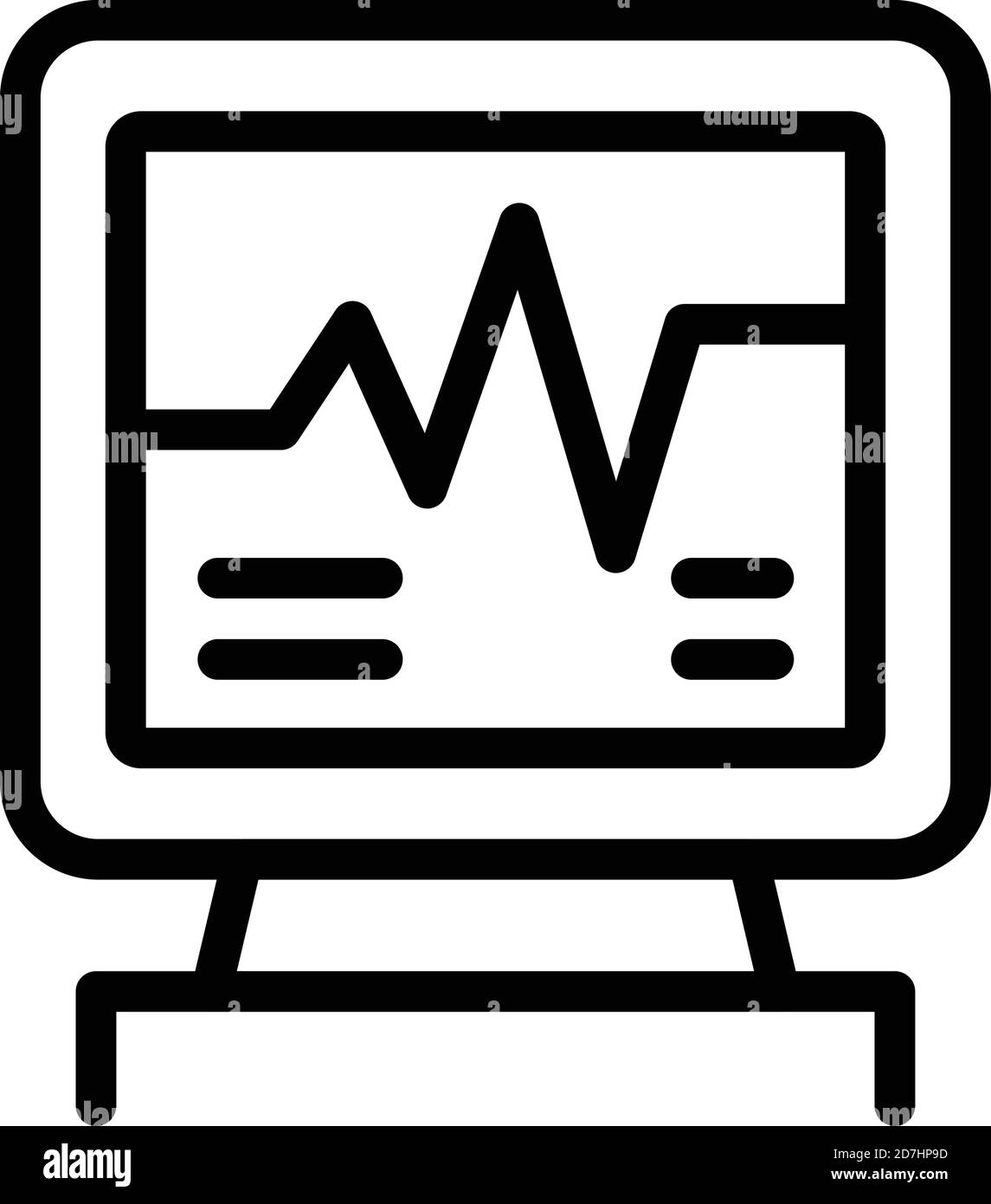 Medical heart rate monitor icon. Outline medical heart rate monitor
