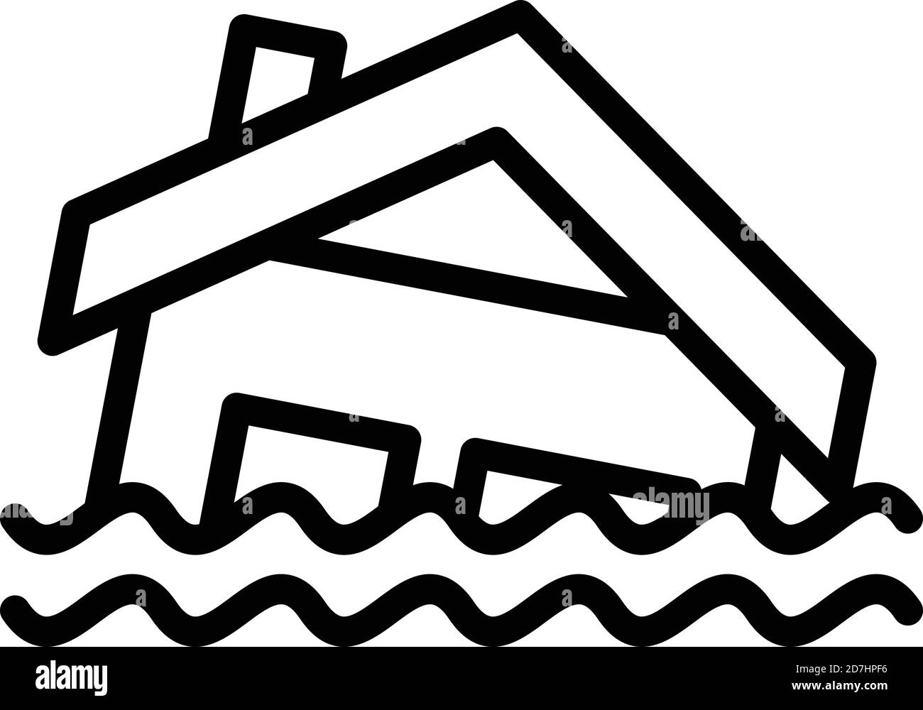 House in flood icon. Outline house in flood vector icon for web design isolated on white background Stock Vector