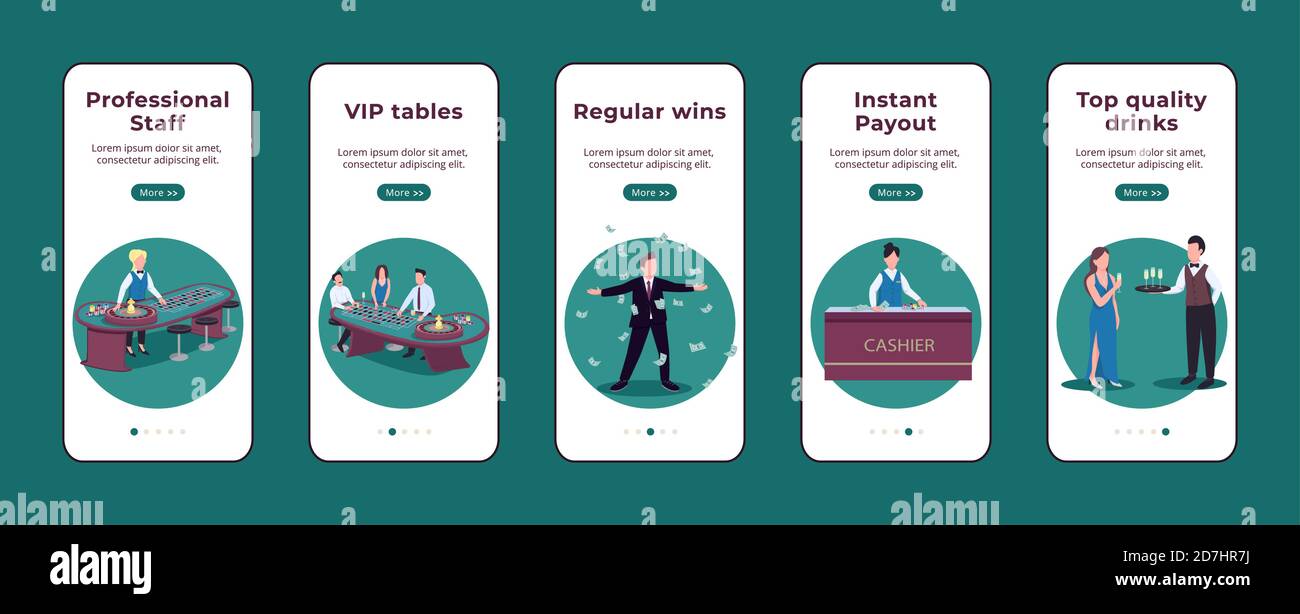 Casino onboarding mobile app screen flat vector template Stock Vector
