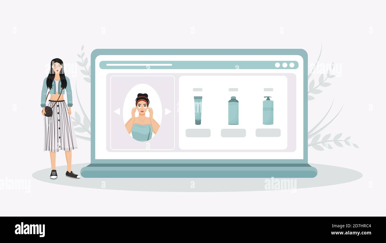 Skincare routine online tutorial flat concept vector illustration Stock ...