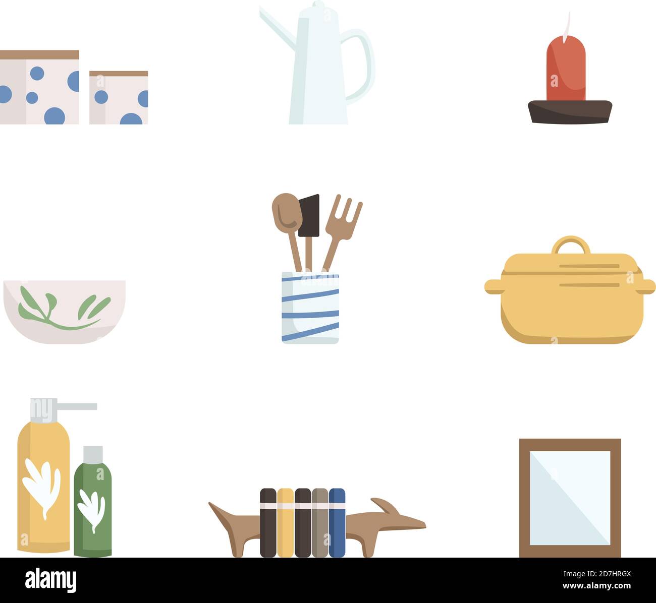 Home accessories flat color vector objects set Stock Vector