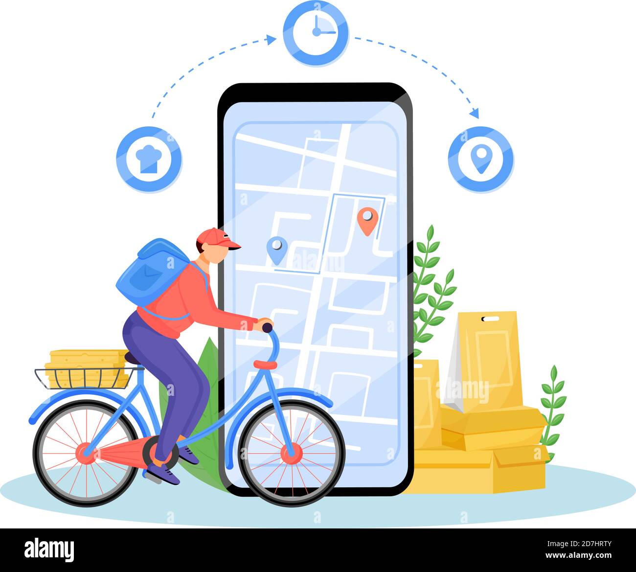 Food delivery service flat concept vector illustration Stock Vector ...
