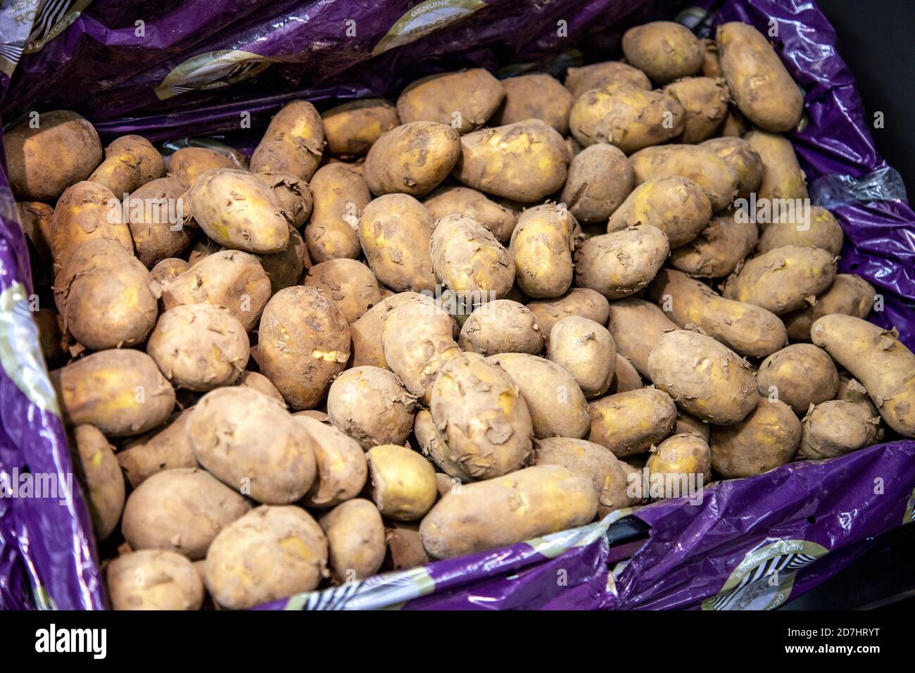 Jersey Royal Potatoes at a supermarket Stock Photo