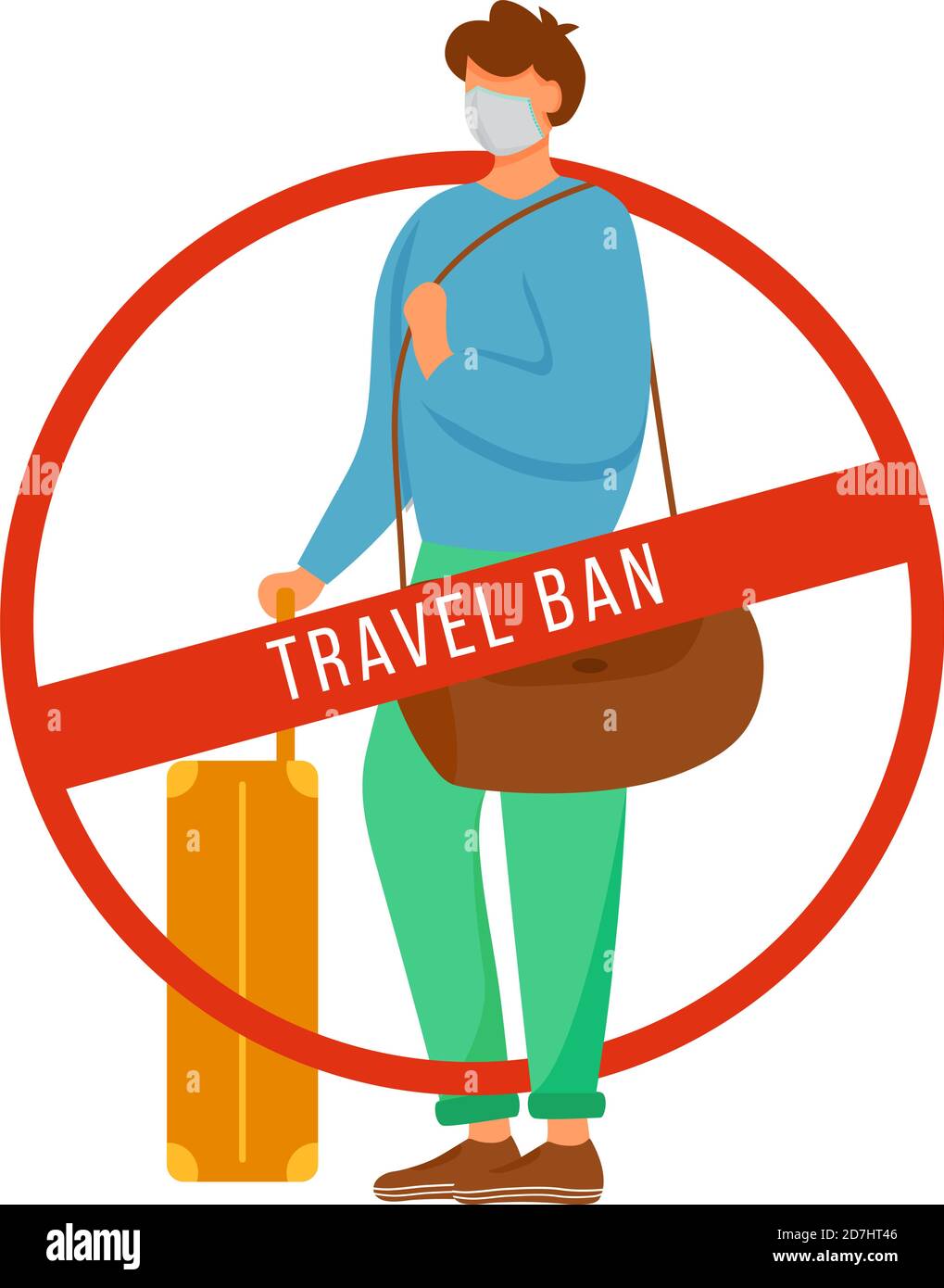 Travel ban flat color vector faceless character Stock Vector
