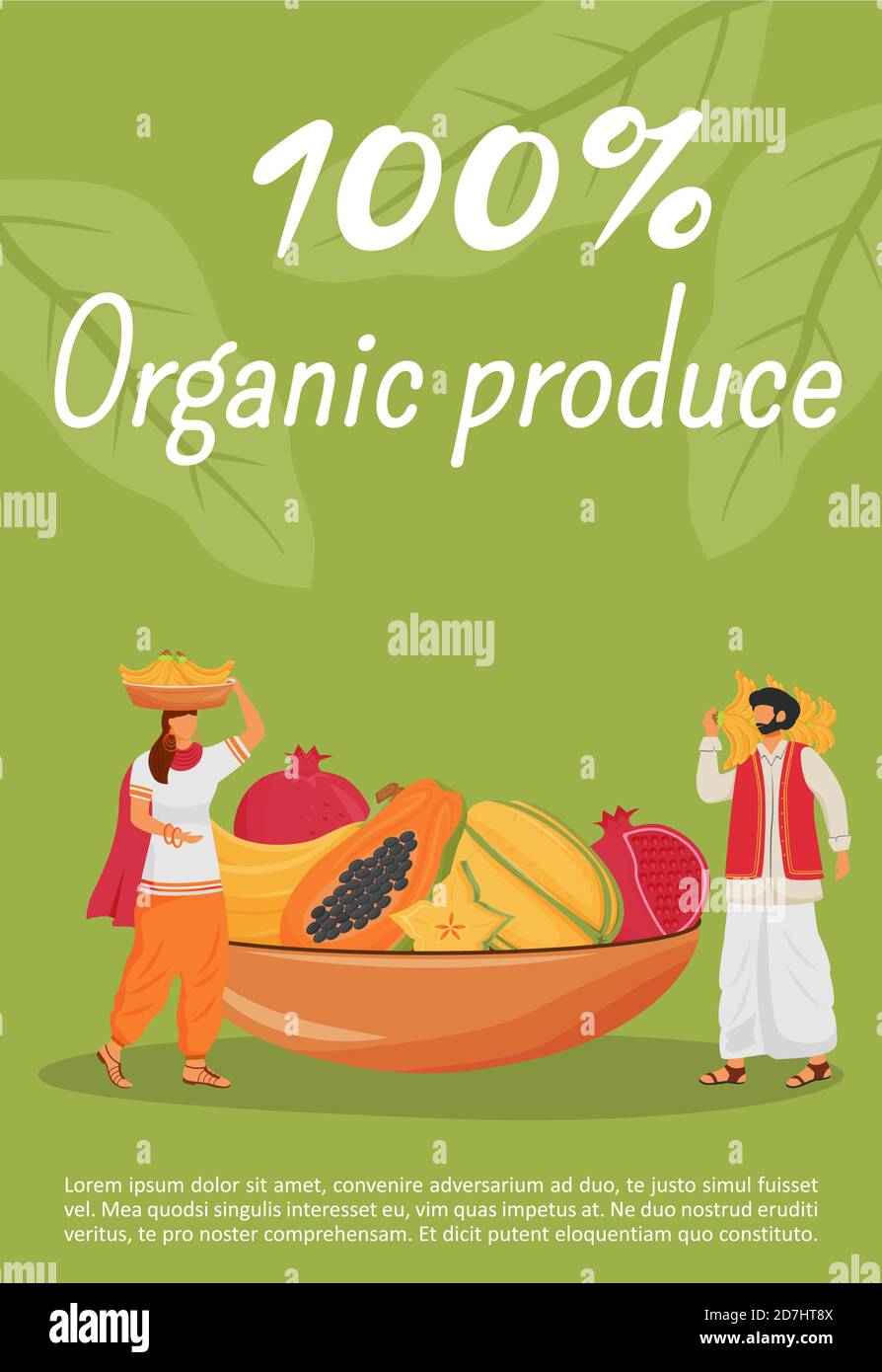 Organic produce poster flat vector template Stock Vector Image & Art