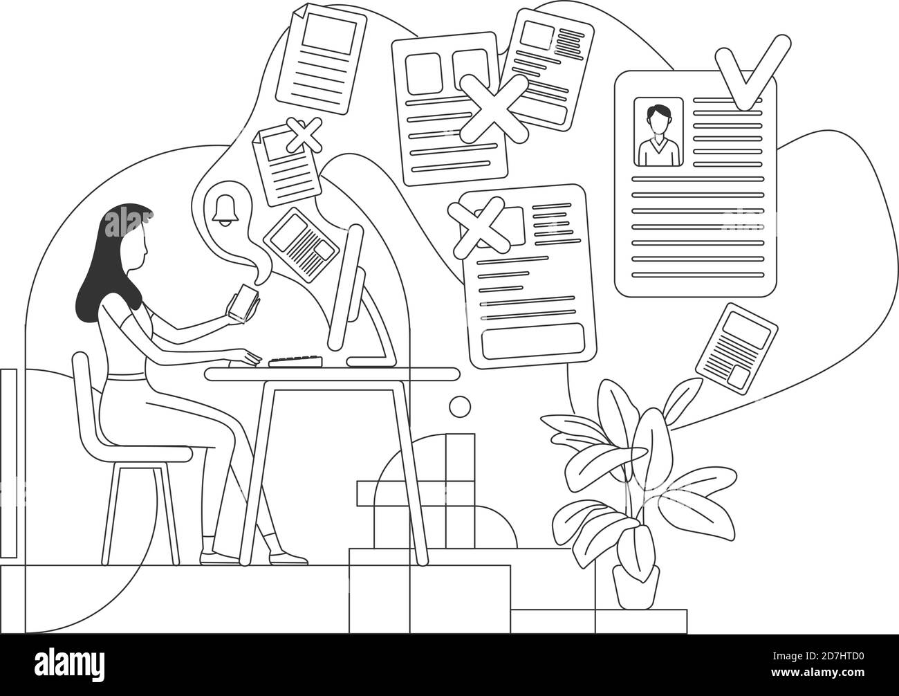 Candidate selection thin line vector illustration Stock Vector