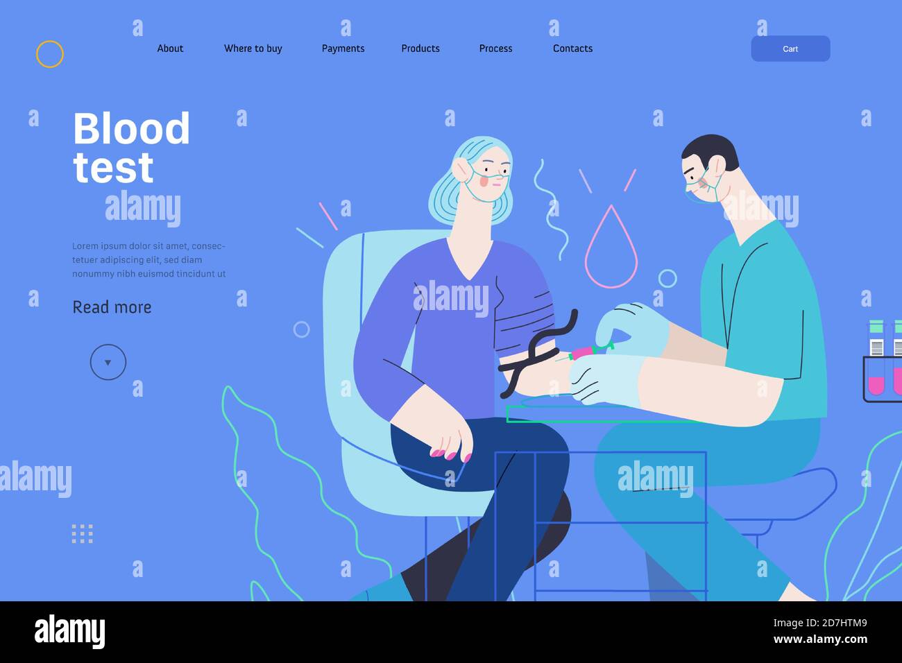 Medical tests illustration blood test modern flat vector concept