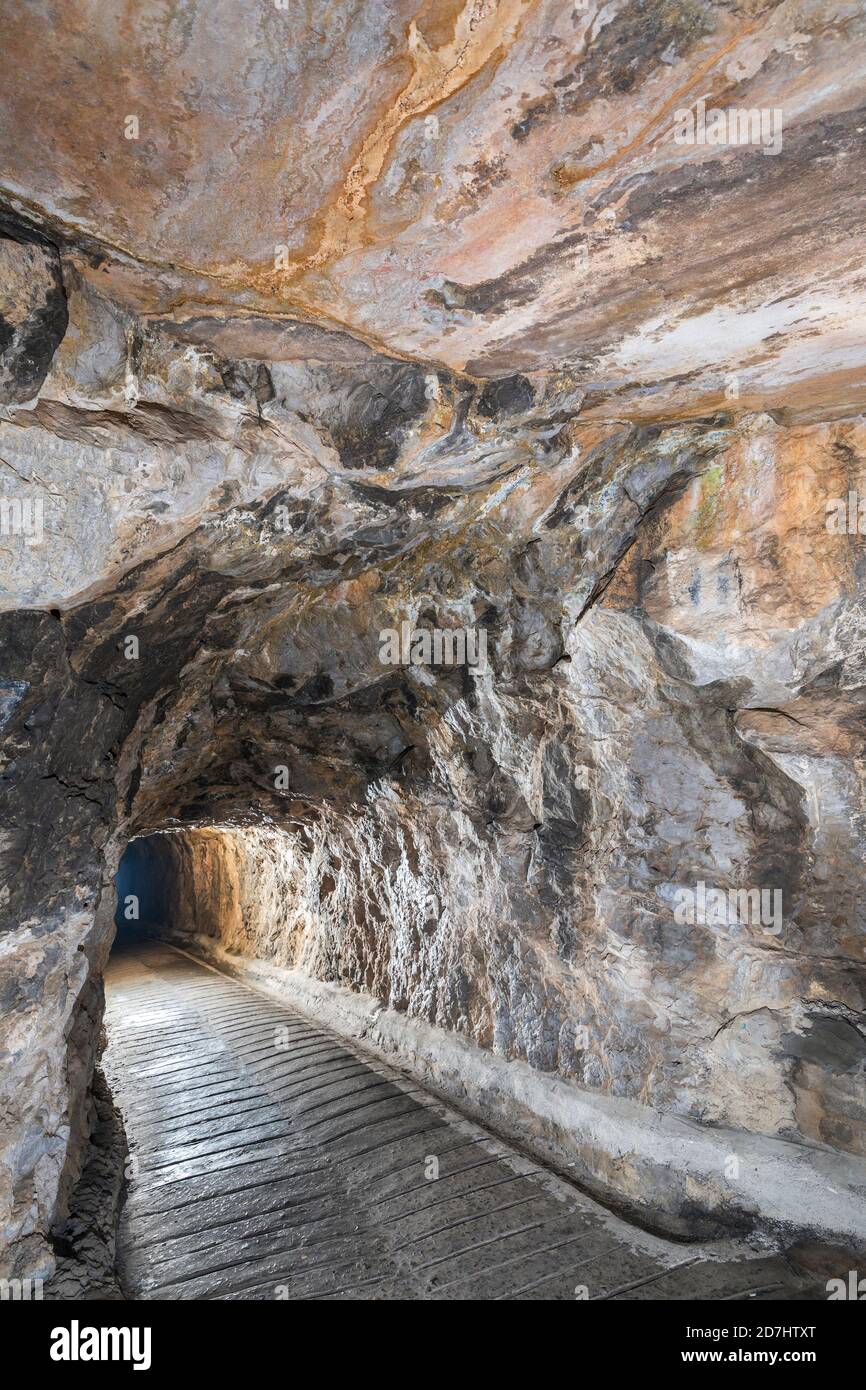 Rock cut Great Siege Tunnels, Gibraltar Stock Photo