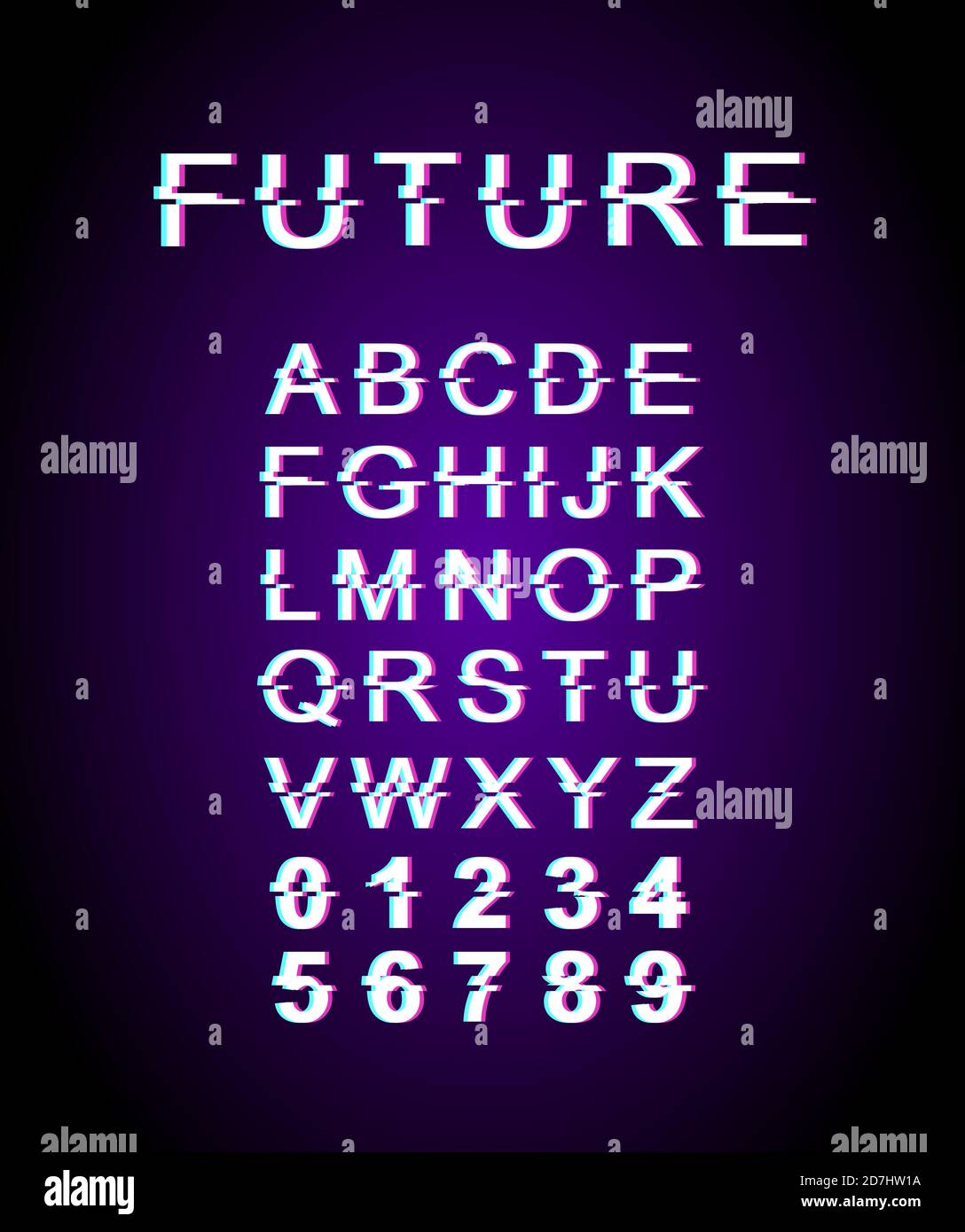 Future glitch font template Stock Vector