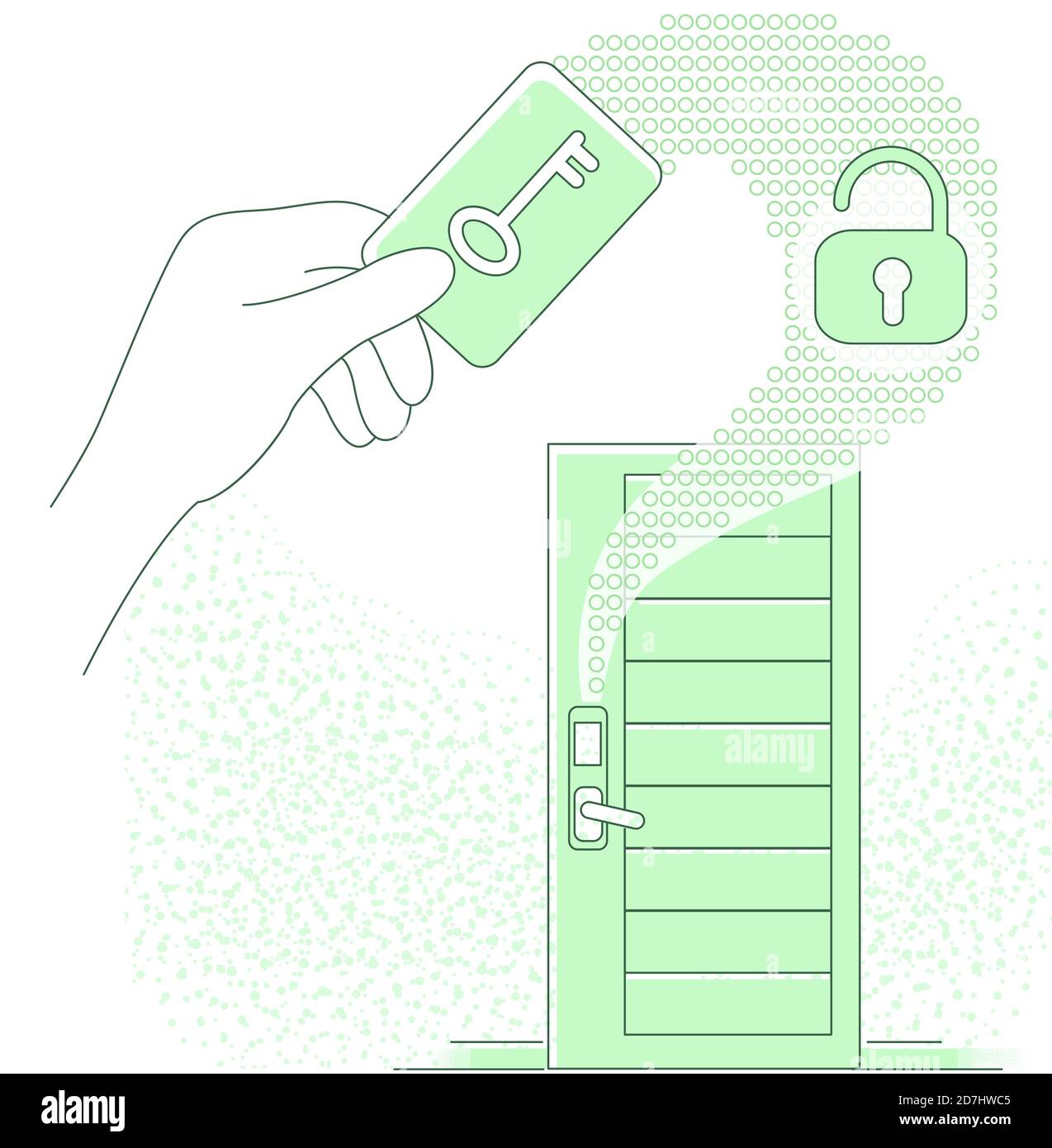 Electronic door key thin line concept vector illustration Stock Vector