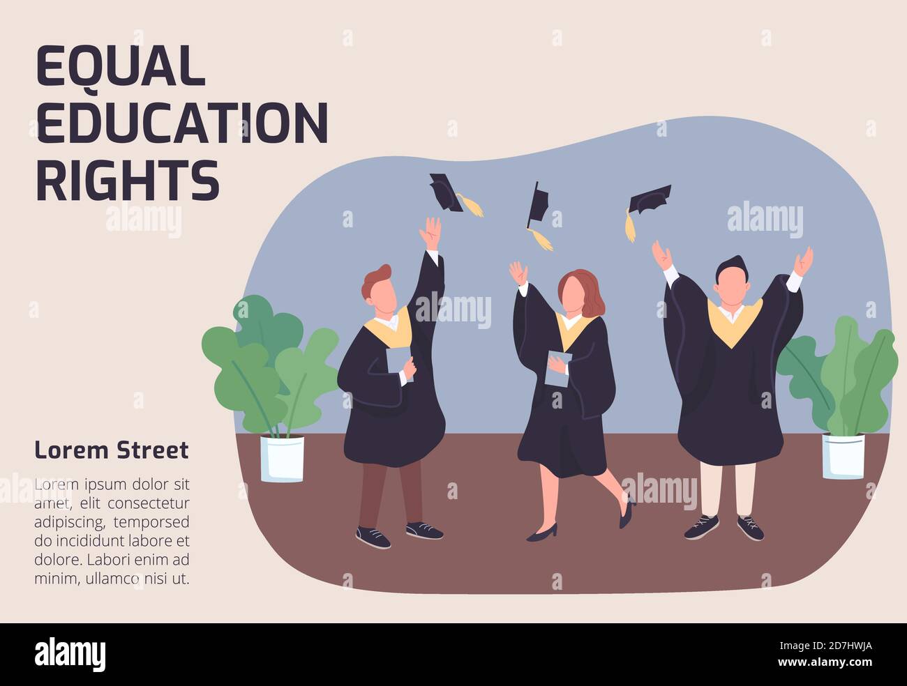 Equal Education Rights Banner Flat Vector Template Stock Vector Image