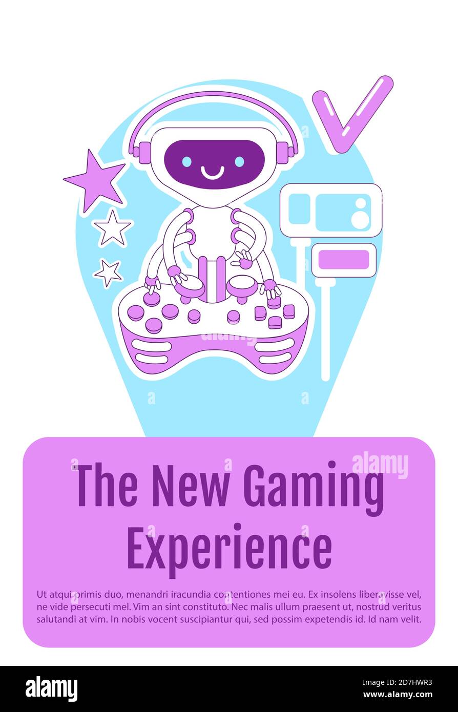 Gamer bot poster flat silhouette vector template Stock Vector Image ...