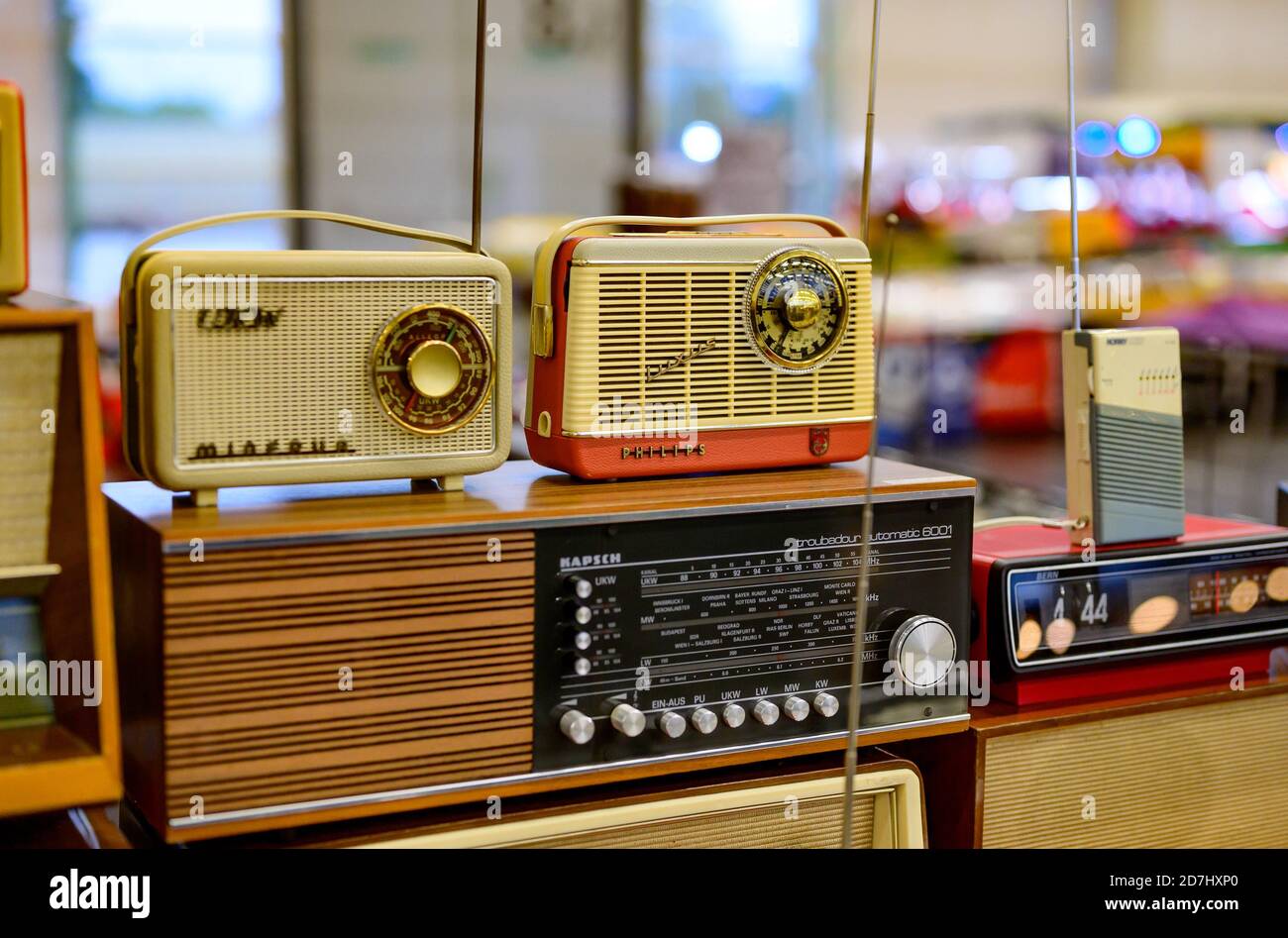 salzburg, austria, 17 oct 2020, classic expo, exhibition for vintage cars,  motorbikes and vehicles, vintage philips and kapsch radios Stock Photo -  Alamy