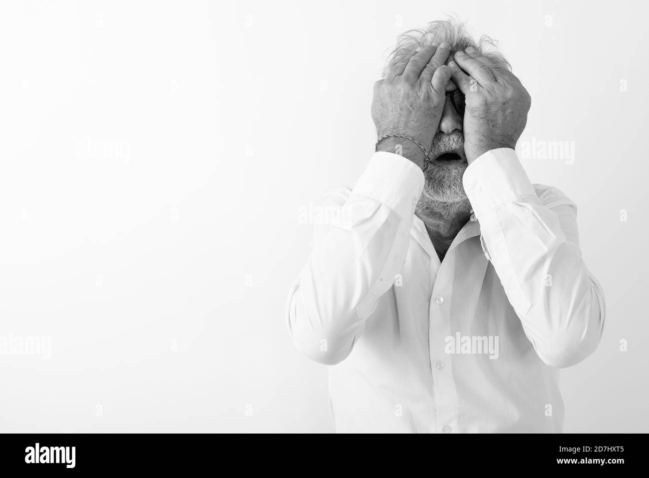 Man scared hands face hi-res stock photography and images - Alamy