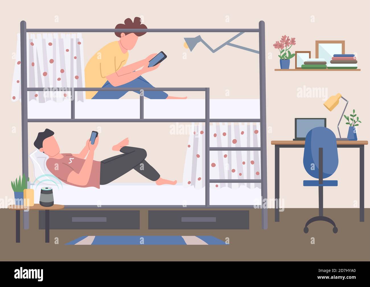 Dormitory roommates flat color vector illustration Stock Vector Image