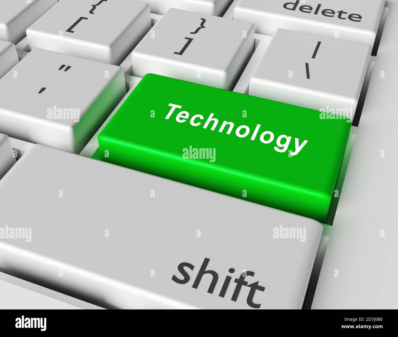 Technology concept. Word Technology on button of computer keyboard. 3d rendering Stock Photo