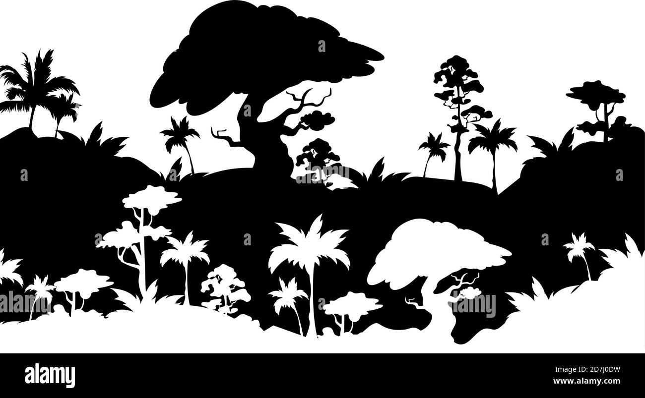 Jungle black silhouette vector illustration Stock Vector Image & Art