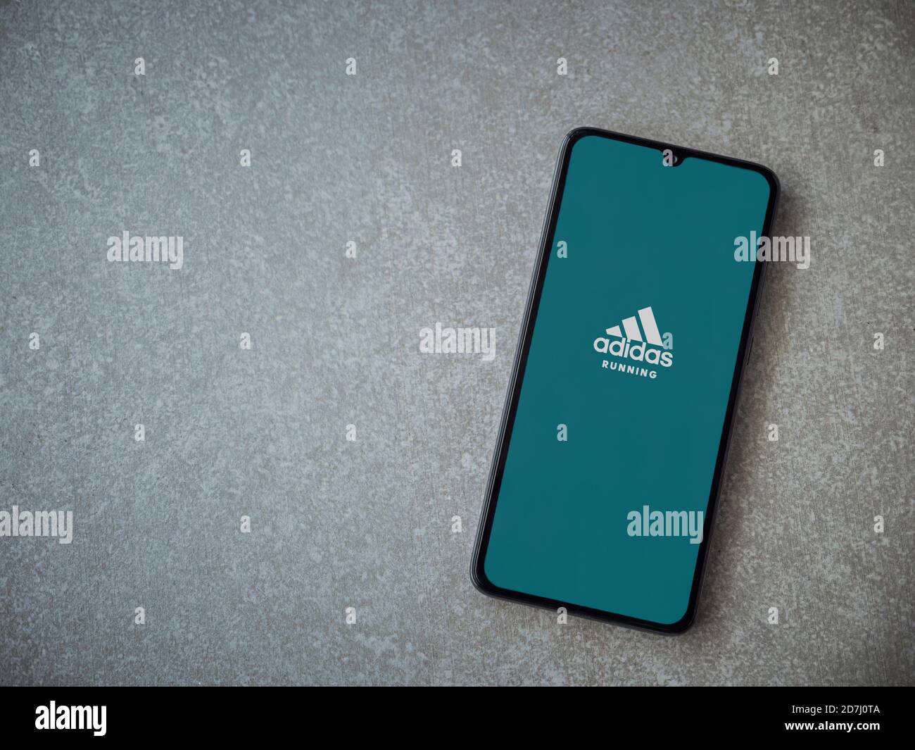 Lod, Israel - July 8, 2020: Adidas Running app launch screen with logo on  the display of a black mobile smartphone on ceramic stone background. Top  vi Stock Photo - Alamy