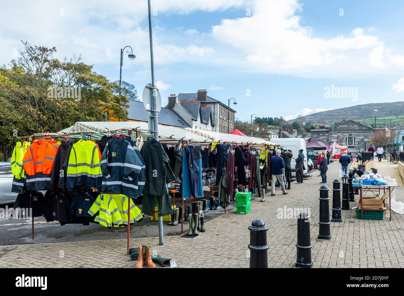 Bantry, West Cork, Ireland. 23rd Oct, 2020. Bantry Friday Market is operating today and is quieter than usual. However, despite Cork County Council stating only stalls selling essential items such as food, many stalls appeared to be selling non-essential items. Credit: AG News/Alamy Live News Stock Photo