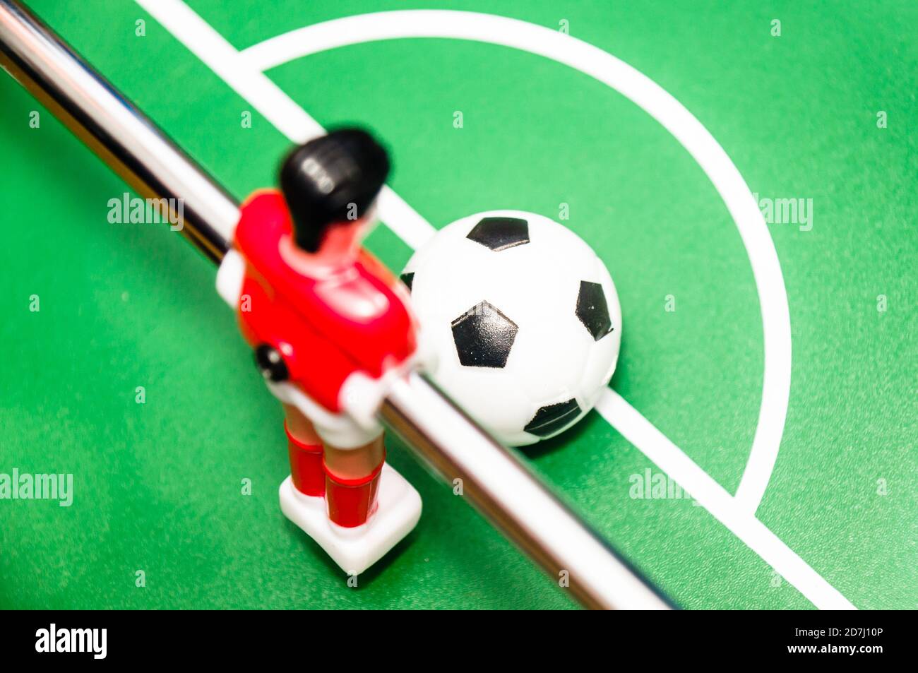 Closeup shot of a toy foosball player Stock Photo