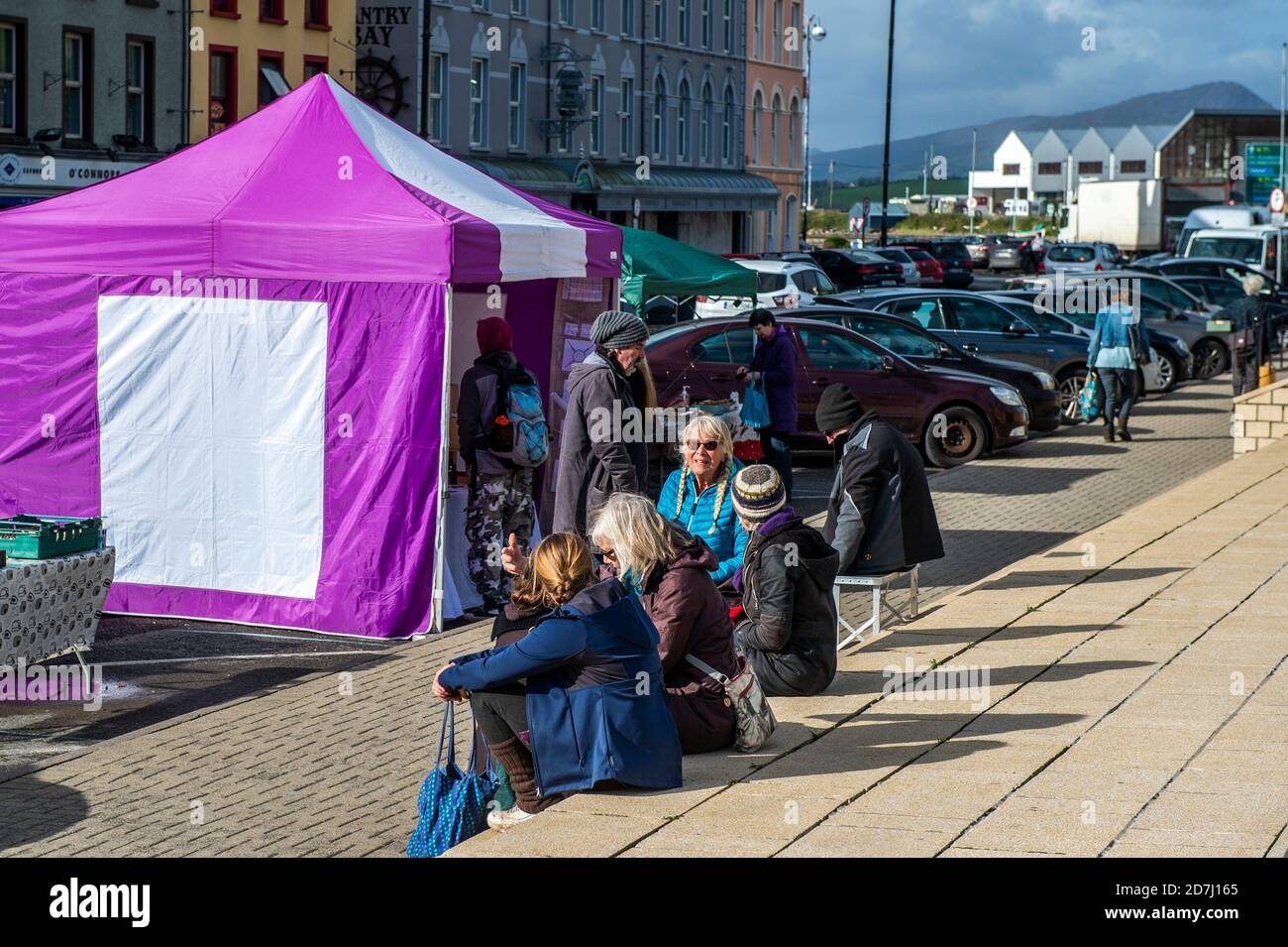 Bantry, West Cork, Ireland. 23rd Oct, 2020. Bantry Friday Market is operating today and is quieter than usual. However, despite Cork County Council stating only stalls selling essential items such as food, many stalls appeared to be selling non-essential items. Credit: AG News/Alamy Live News Stock Photo