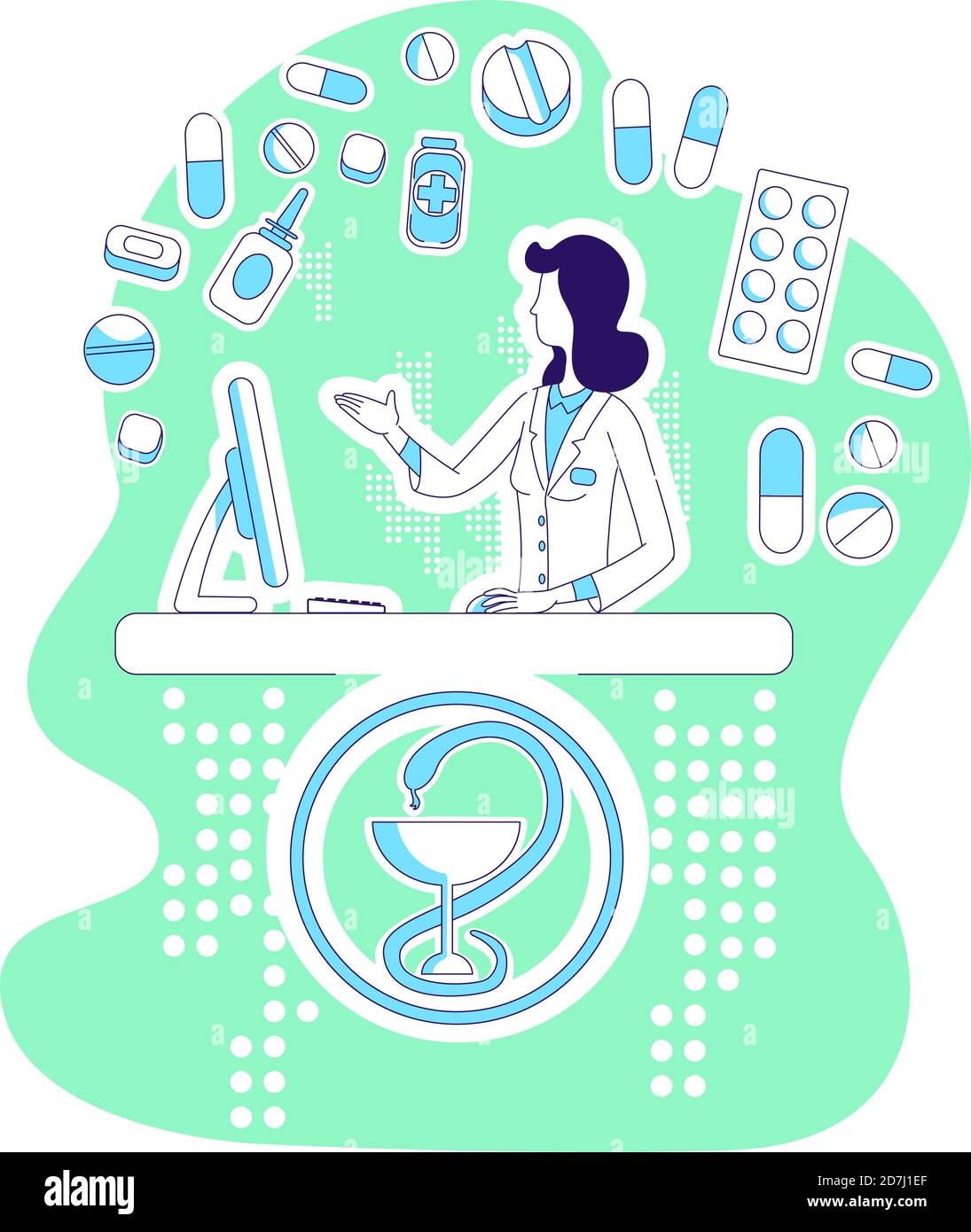 Pharmacist thin line concept vector illustration Stock Vector