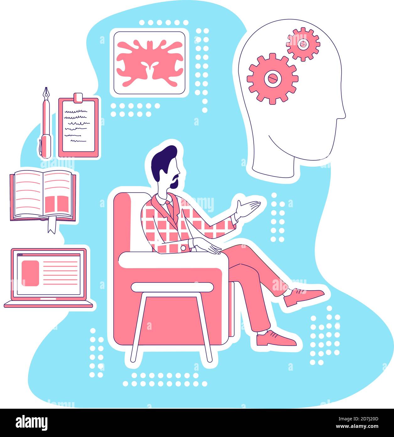 Psychologist thin line concept vector illustration Stock Vector