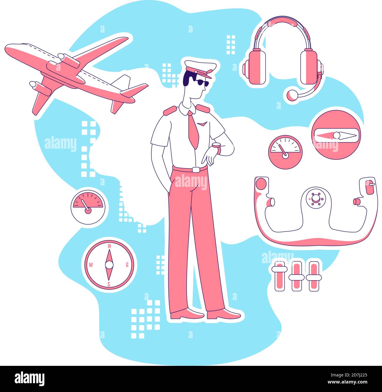 Pilot thin line concept vector illustration Stock Vector