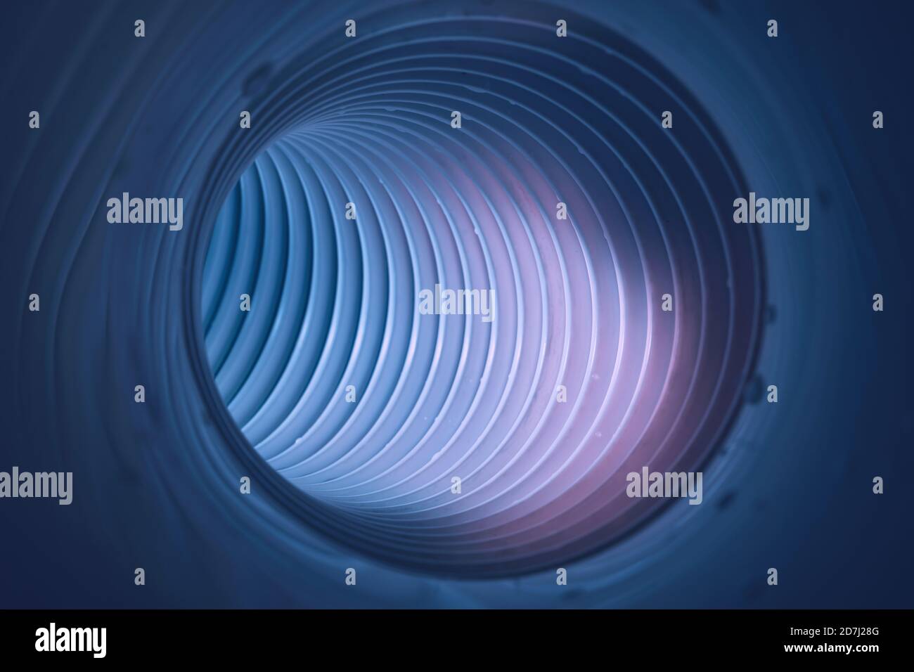 Beautiful round abstract blue tunnel with color light on a background ...