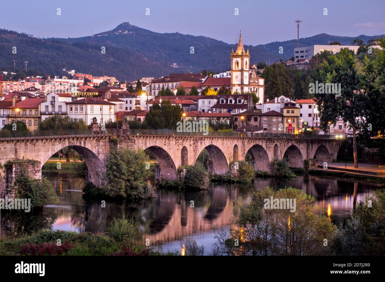 Ponte da Barca - Medieval bridge, Minho, Portugal, Europe Stock Photo