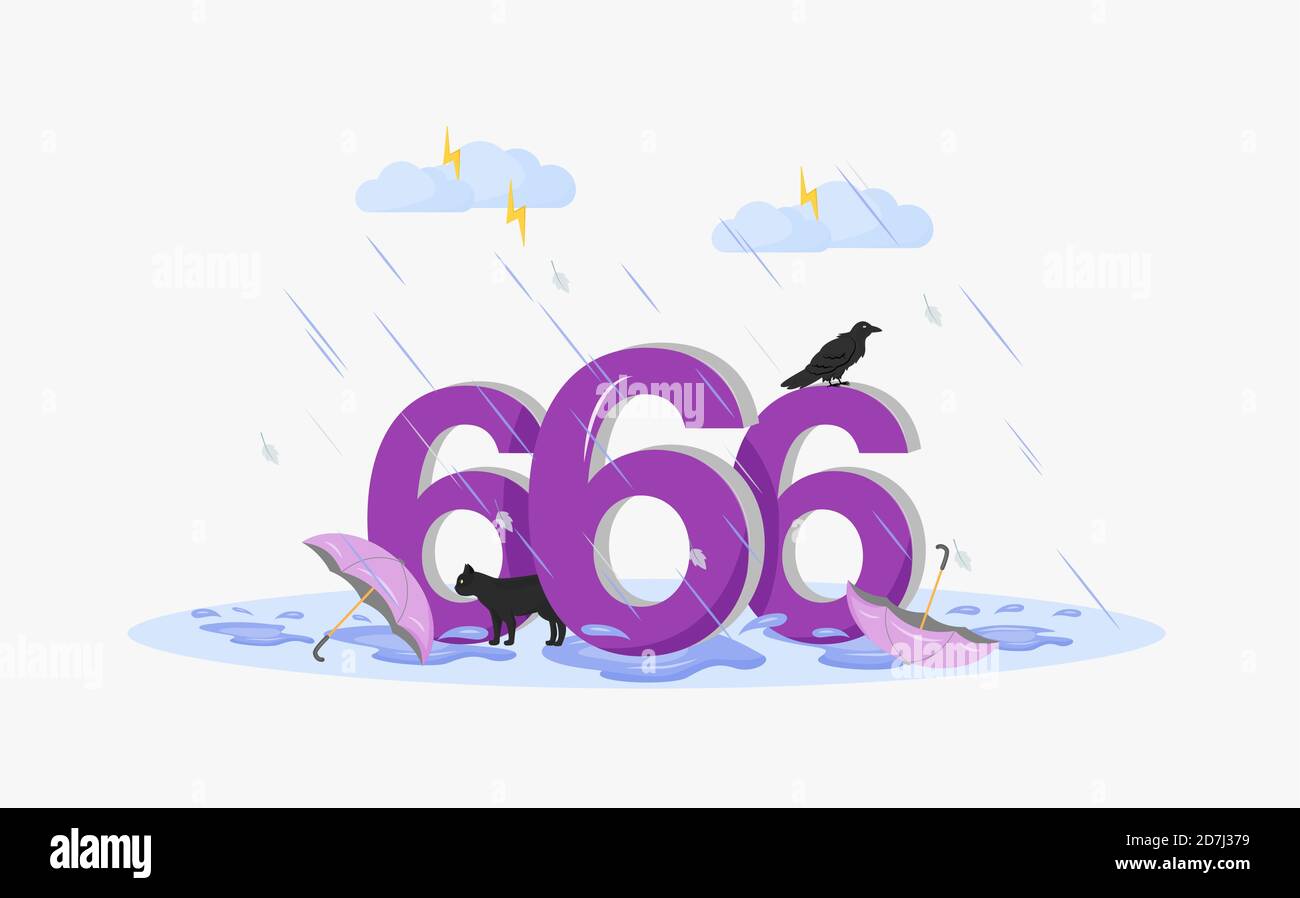 Satan number flat concept vector illustration Stock Vector