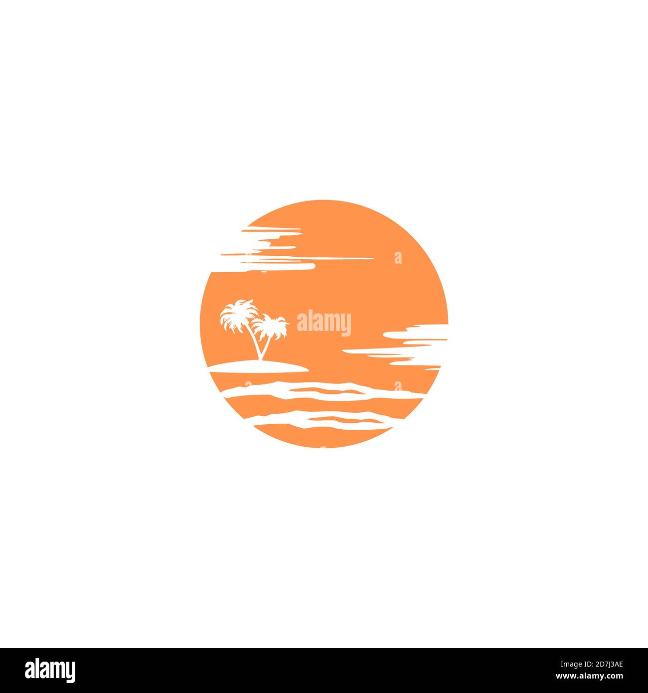 Beautiful landscape logo illustration vector logo design. Stock Vector